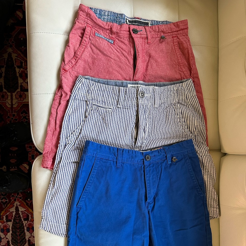 Lot Men’s Shorts, 1 Seersucker American Eagle, 2 pairs Modern Amusement. Sz 28